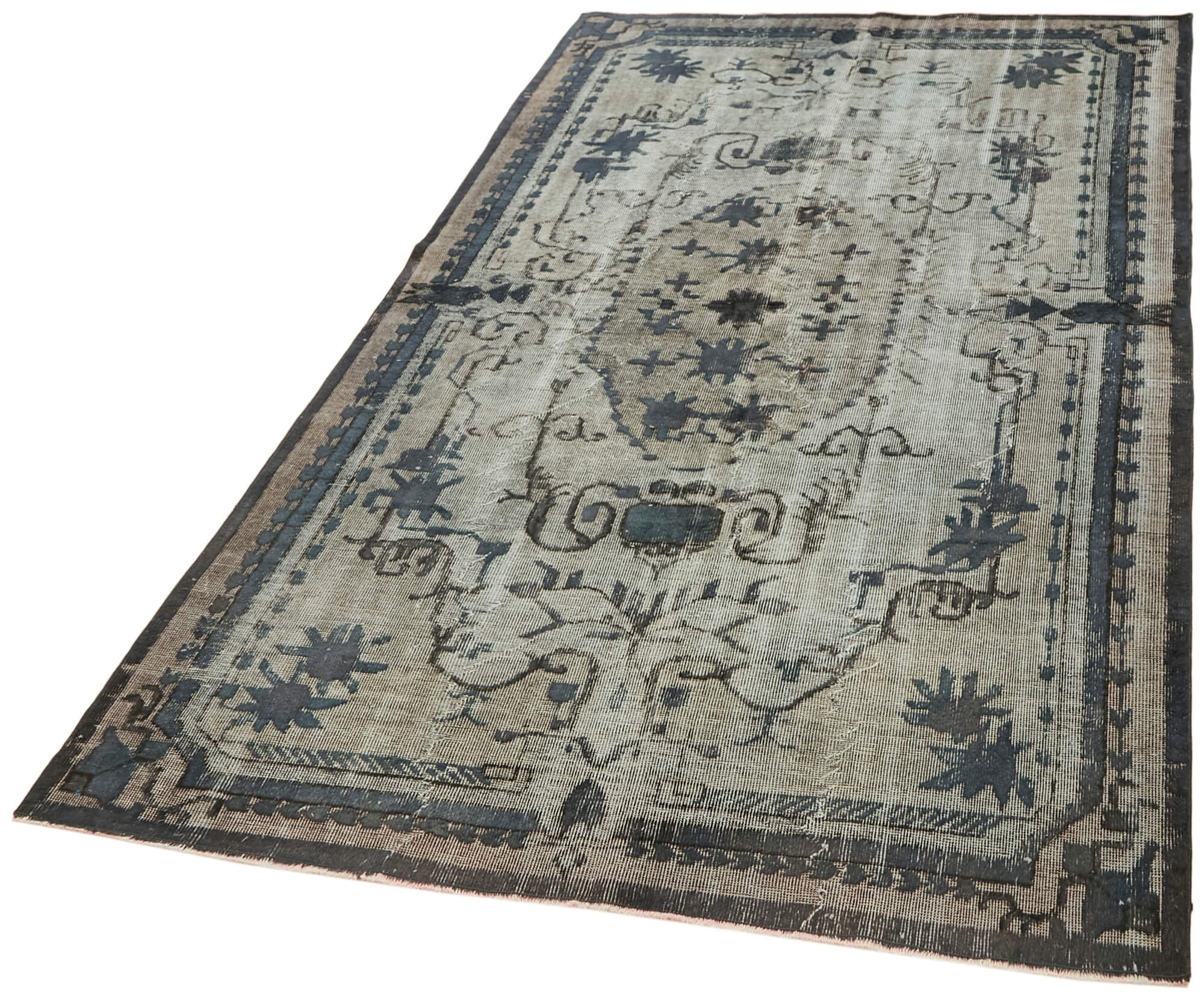 Hand-Knotted Vintage Anatolian 1980s 175 cm x 282 cm Grey Rug