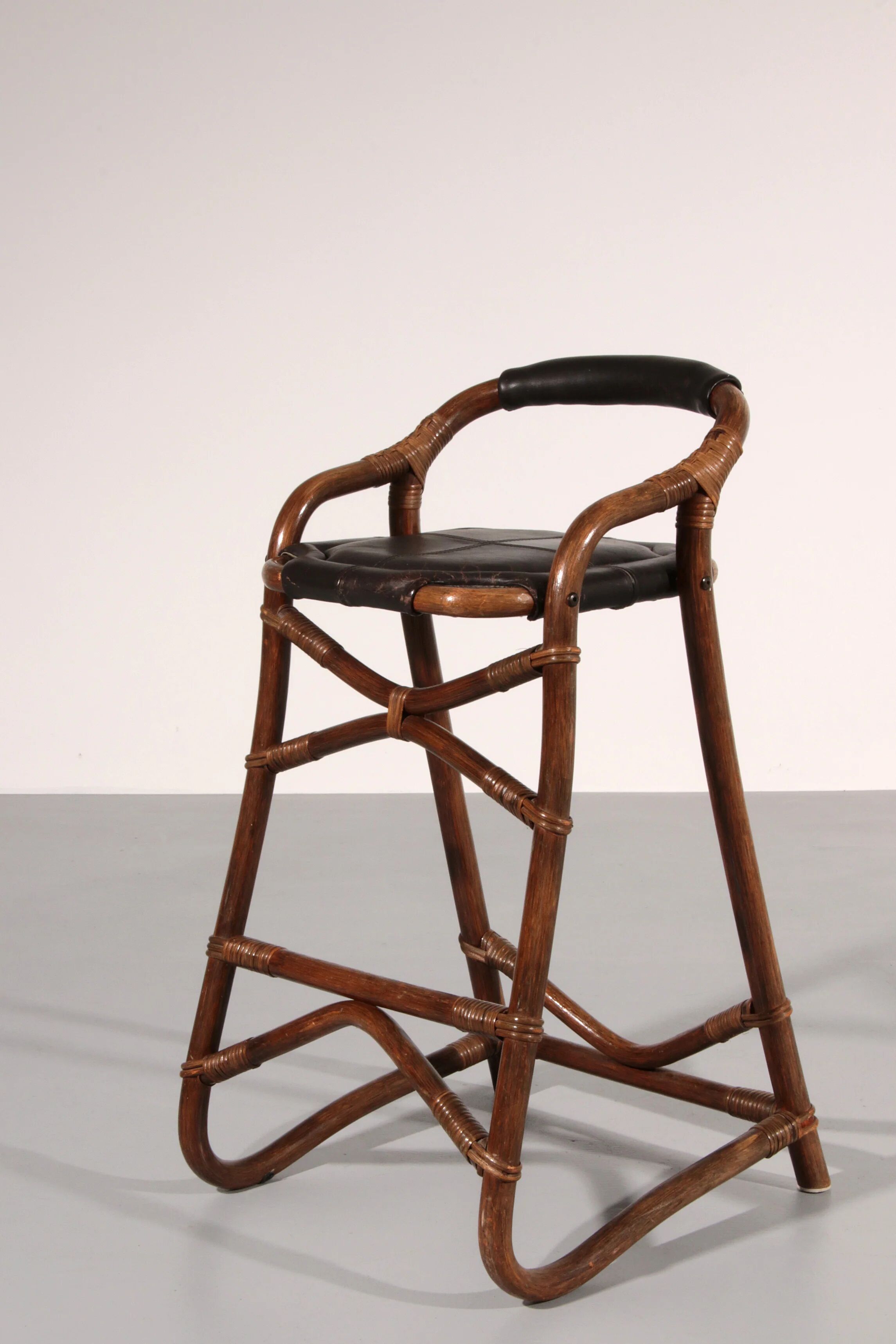 Tabourets de bar en bambou de milieu de siècle, design Horsnæs, Danemark, 1970.