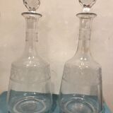 Pair of ancient carafes numbered Crystal Baccarat