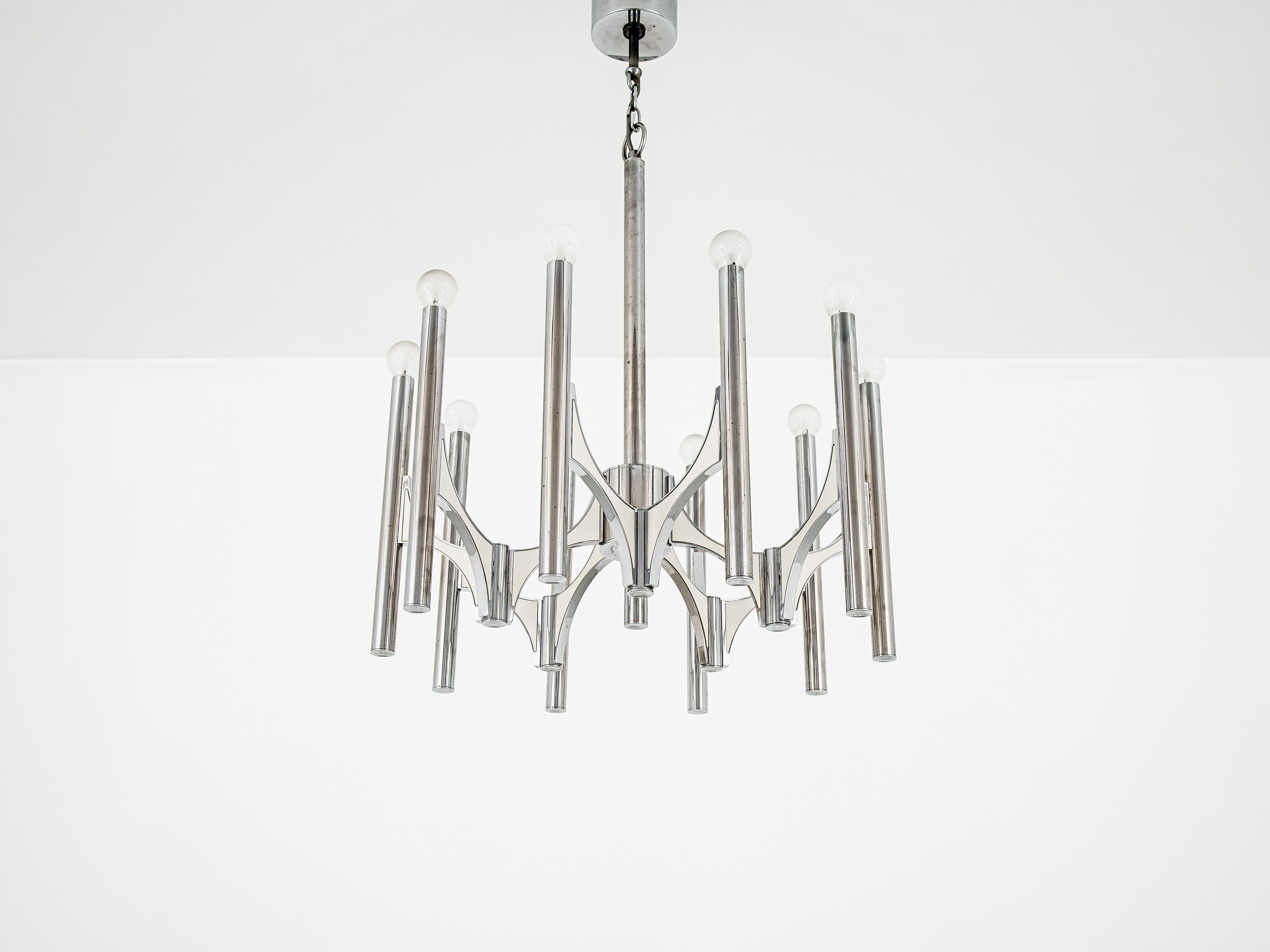 Orbit chandelier in metal and white from Sciolari 1970s