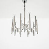 Orbit chandelier in metal and white from Sciolari 1970s