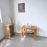 1980 pine wheeled console table