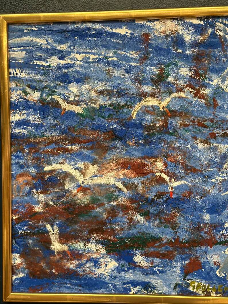 Original Swedish Oil on Canvas – “Storm” by Göta Fogler – Signed – Vintage & Framed – 50 × 42 cm (19.7" × 16.5")