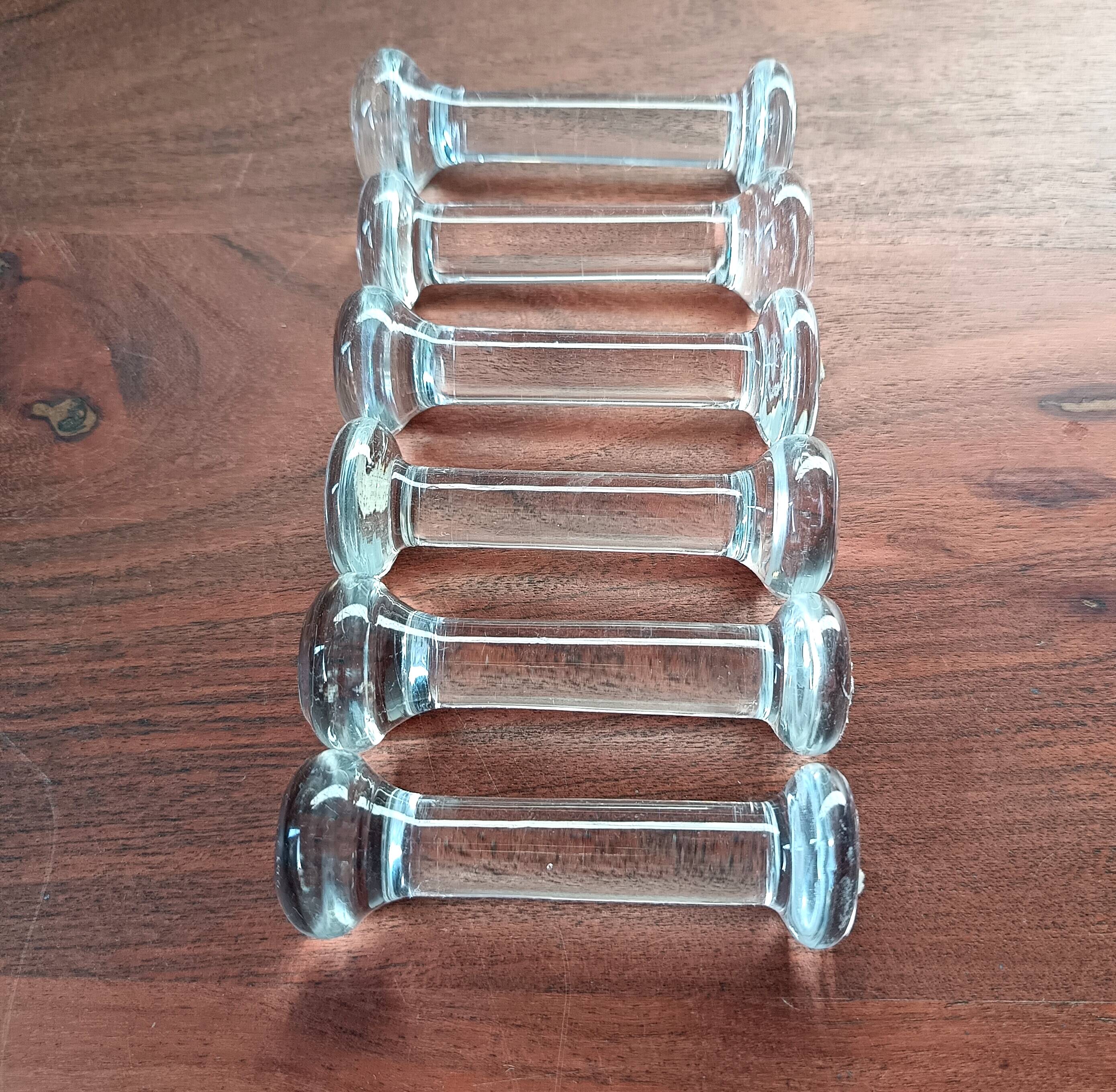 6 vintage pressed glass knife rests
