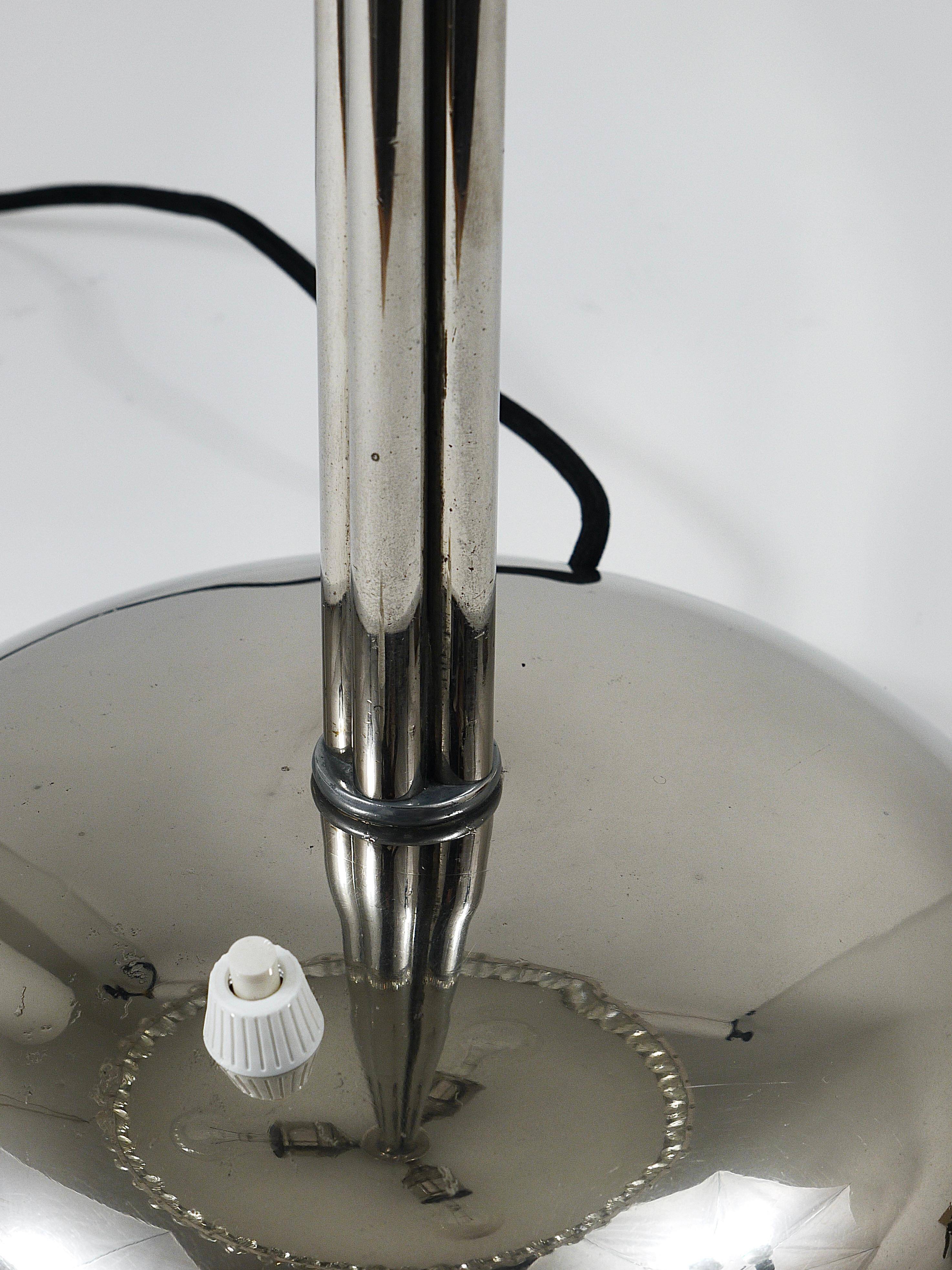 Mushroom Table Lamp in Nickel and Crystal Bakalowits Vienna, Austria, 1950s