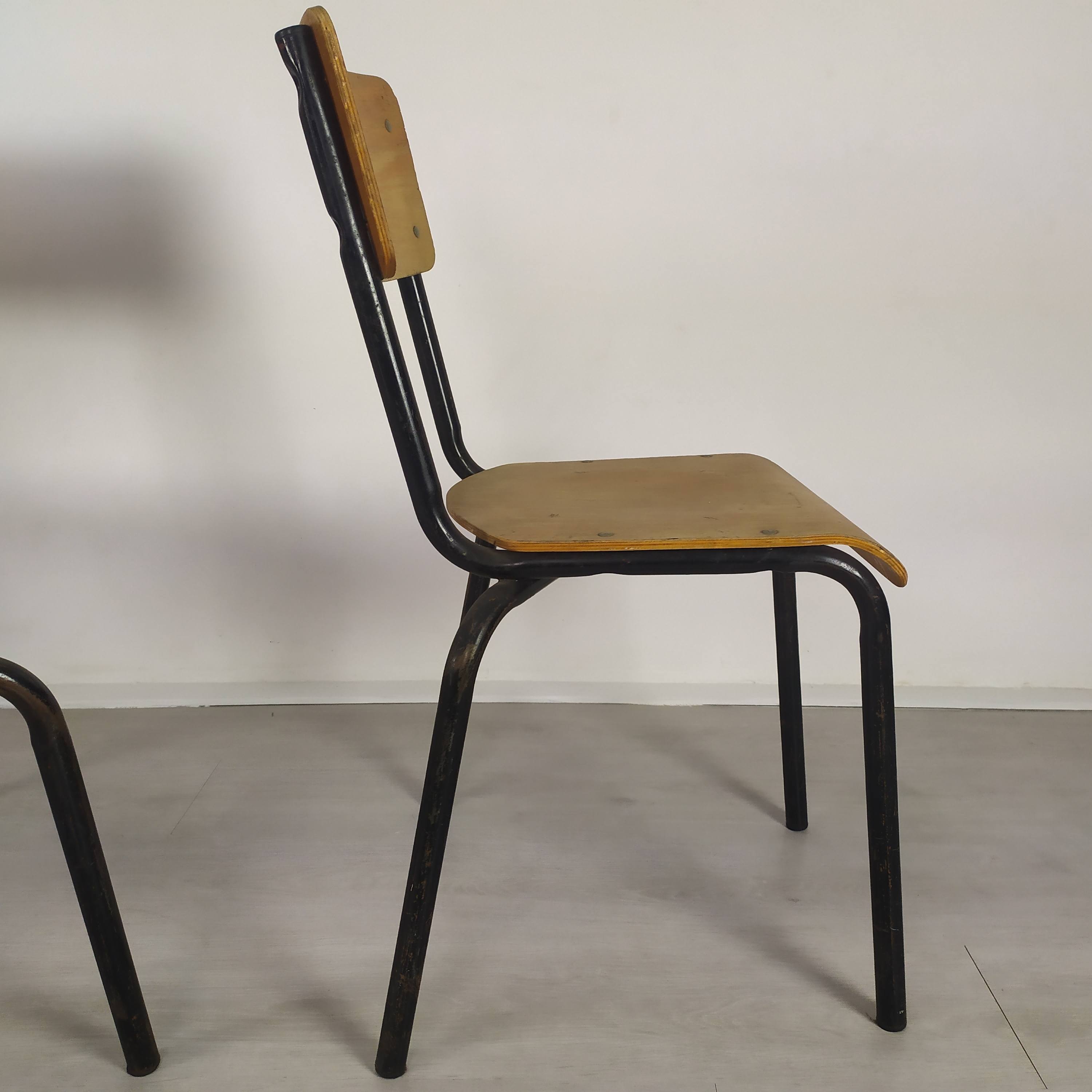 4 school chairs 1950