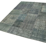 Hand-knotted oriental vintage 172 cm x 240 cm grey patchwork carpet