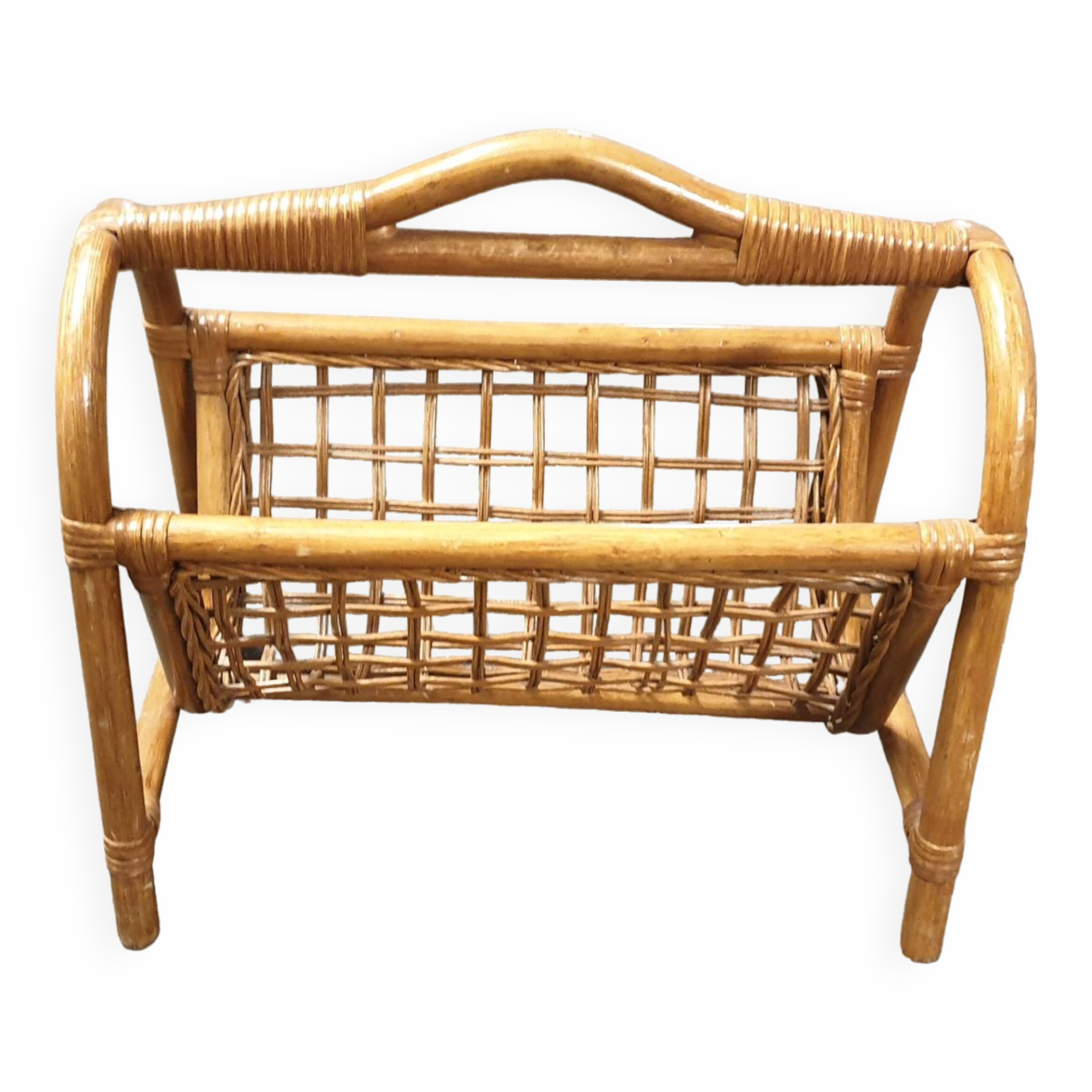 Seventies bamboo magazine rack