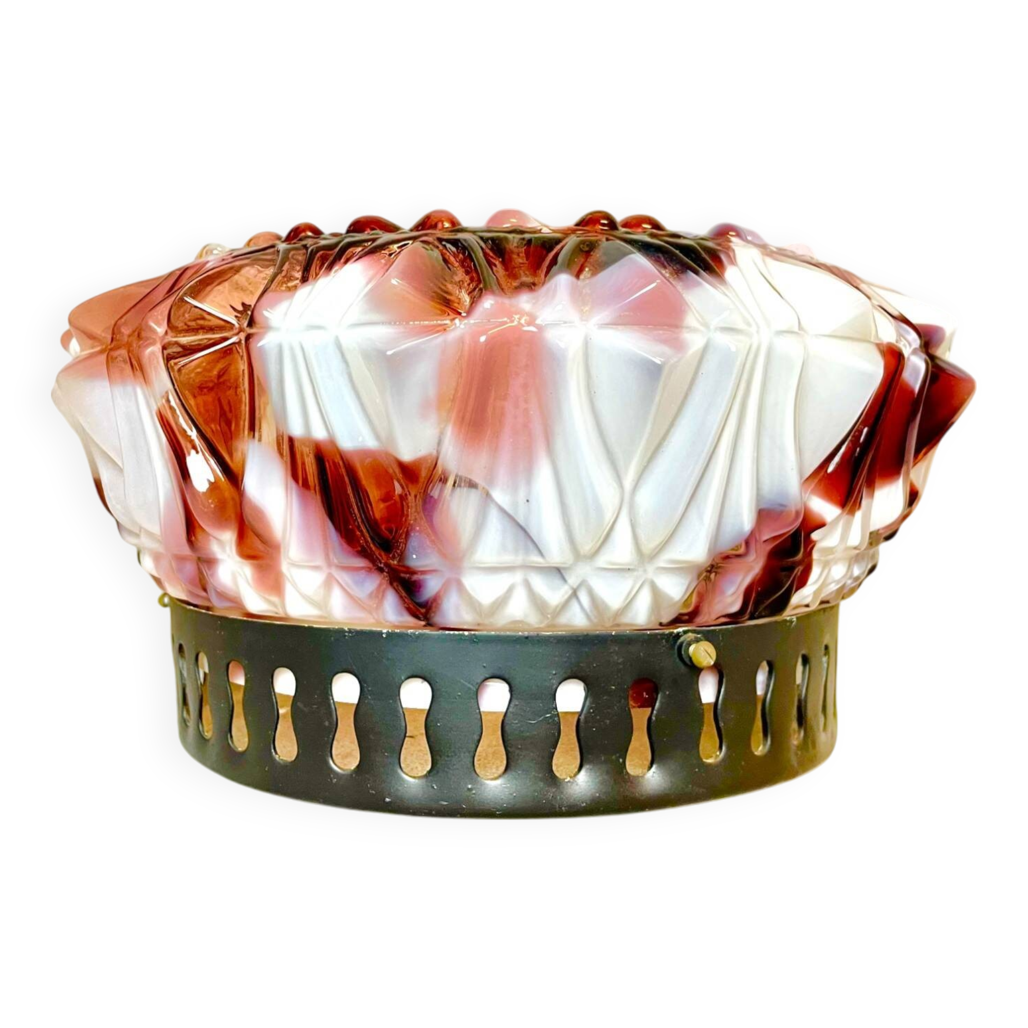 Murano glass burgundy glass flush mount lamp