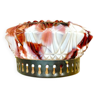 Lampe encastrée en verre de Murano et verre bordeaux