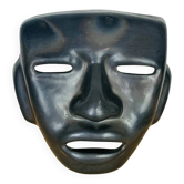 Black ceramic mask, Mexican tribal art