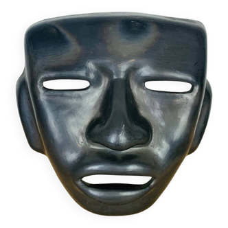 Black ceramic mask, Mexican tribal art