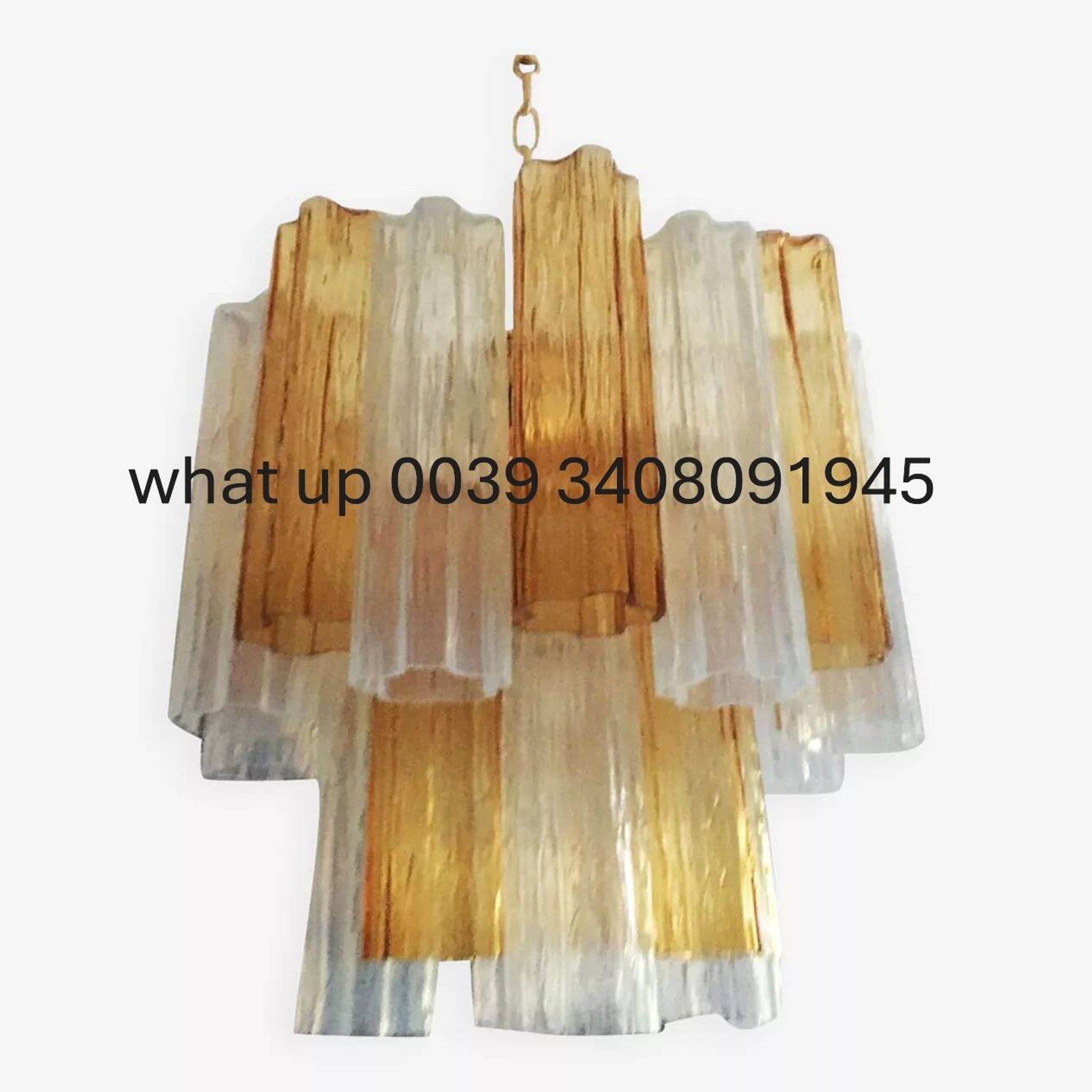 Lustre en verre de murano « tronchi » d’amber et opalino « tronchi » d50