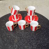 Striped cups and saucers