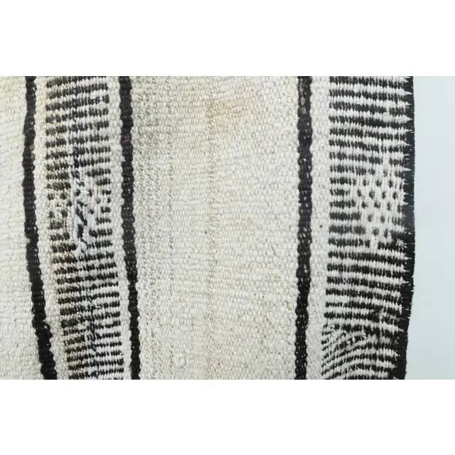 1970s Vintage Turkish Handmade Wool Cotton Beige Kilim Rug 174x265