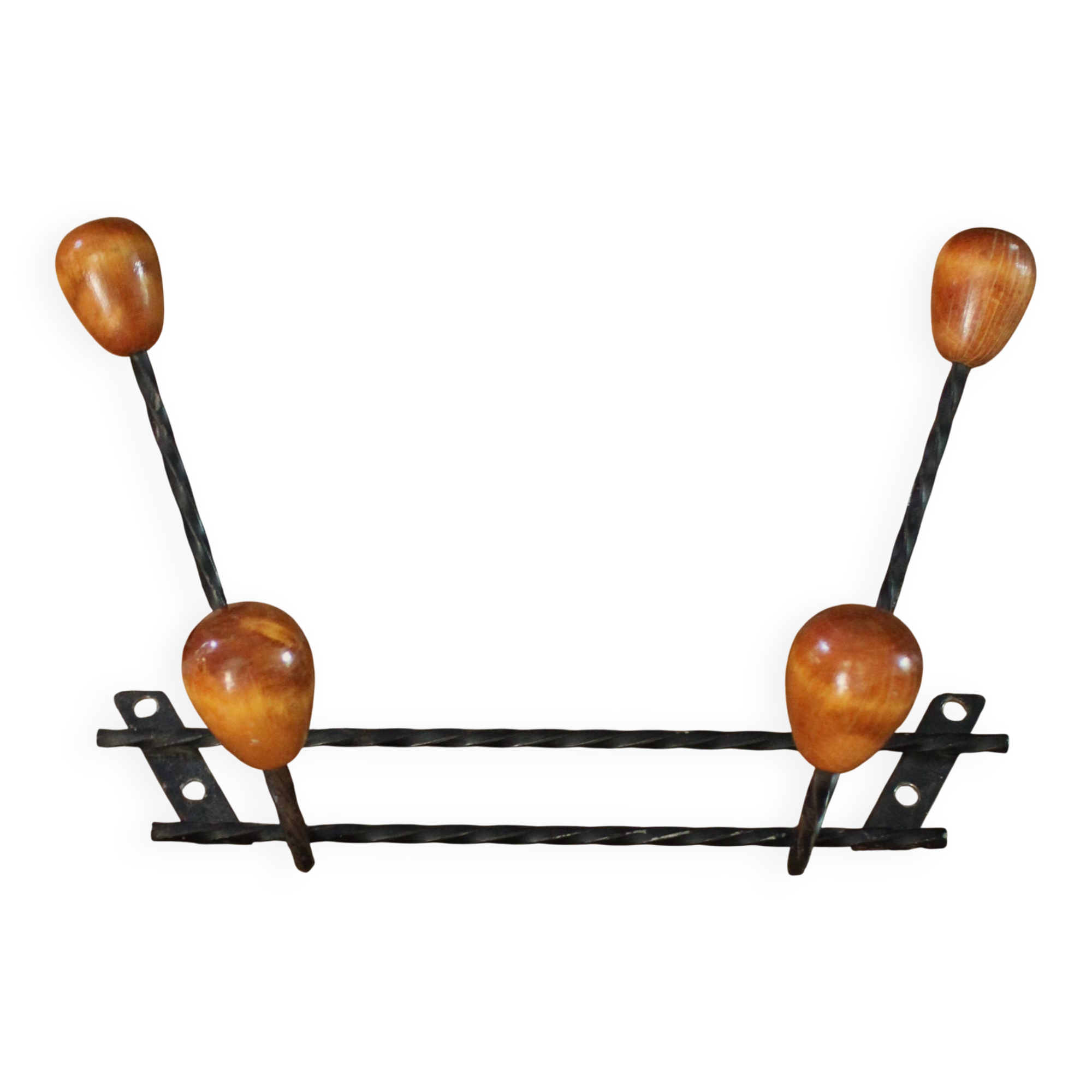Porte manteaux double barre boules bois