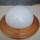 Plafonnier applique en bois et opaline