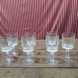 7 verres à vin en cristal d'Arques