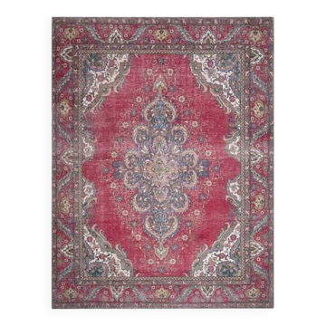 Tapis d'aire surdimensionné en laine et coton persan fait main vintage des années 1970 282x360