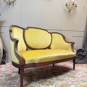 Banquette, natural wood canapé in louis xvi style, 19th century
