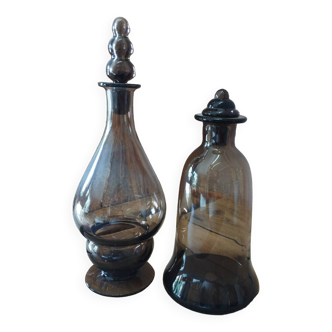 Set of two amber carafes
