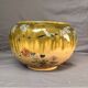 Planter, Japanese ceramic cache-pot in green, decorated with birds and flowers, Kobe Shuzan Satsuma Meiji.