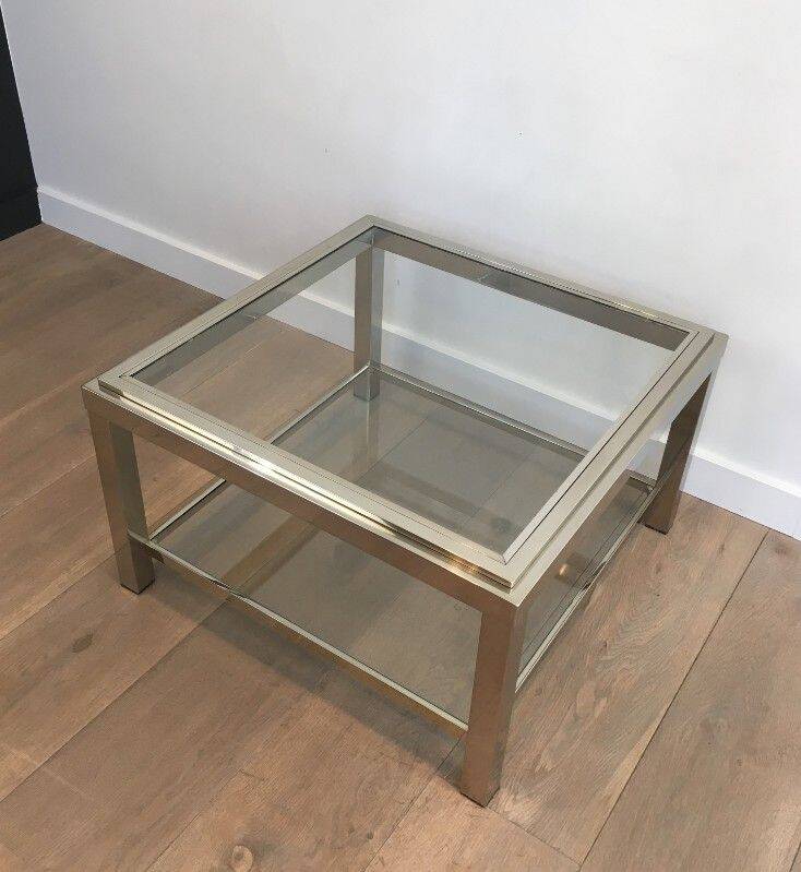 Pair of large chrome side tables
