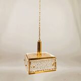 Vintage chandelier from Malmö Metallvarufabrik and pressed glass from Orrefors 1970s