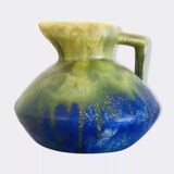 Small vintage blue and green vase – 1950s ceramic