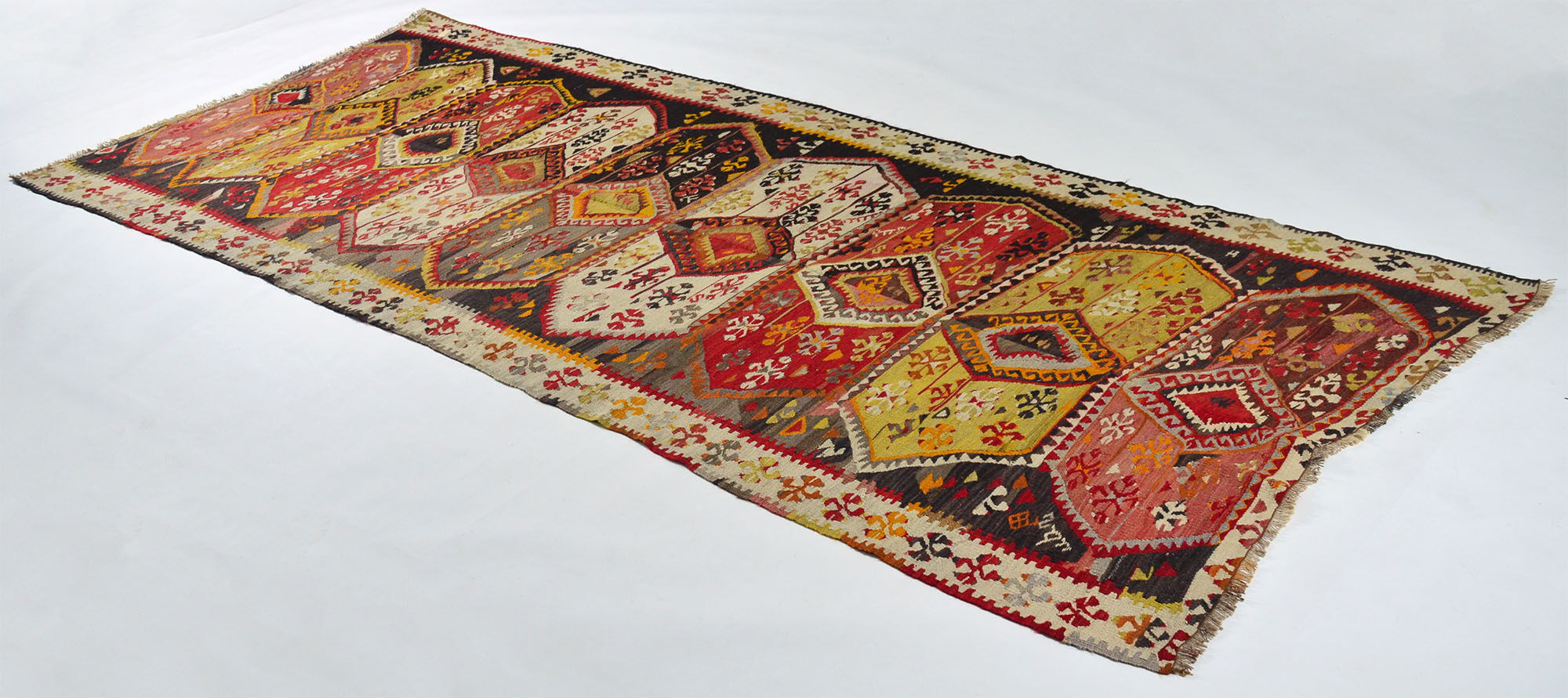 Anatolian handmade kilim rug 322 cm x 140 cm