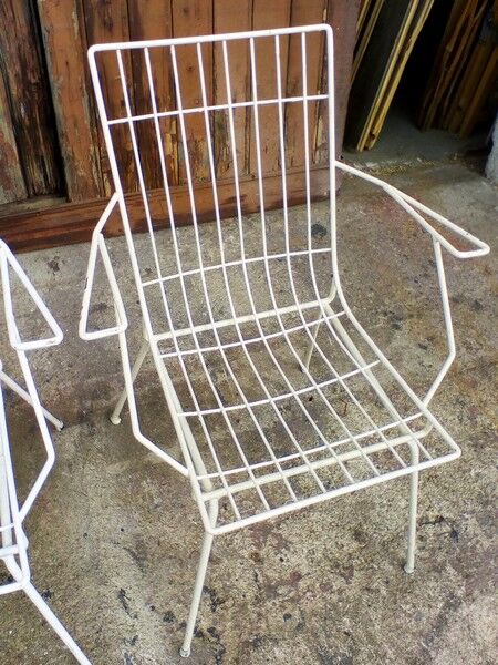Pair of garden armchairs   1950 60