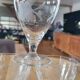 6 small vintage engraved glass stemware