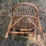 Rattan armchairs bamboo wicker vintage 60s