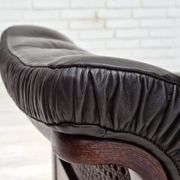 1970s, Scandinavian 3-seater sofa, furniture leather, teak wood legs.
