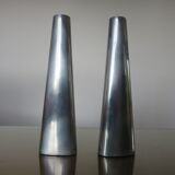 Pair of large modernist candle holders Ikea in aluminum 1970