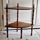Rustic turned wood corner shelf