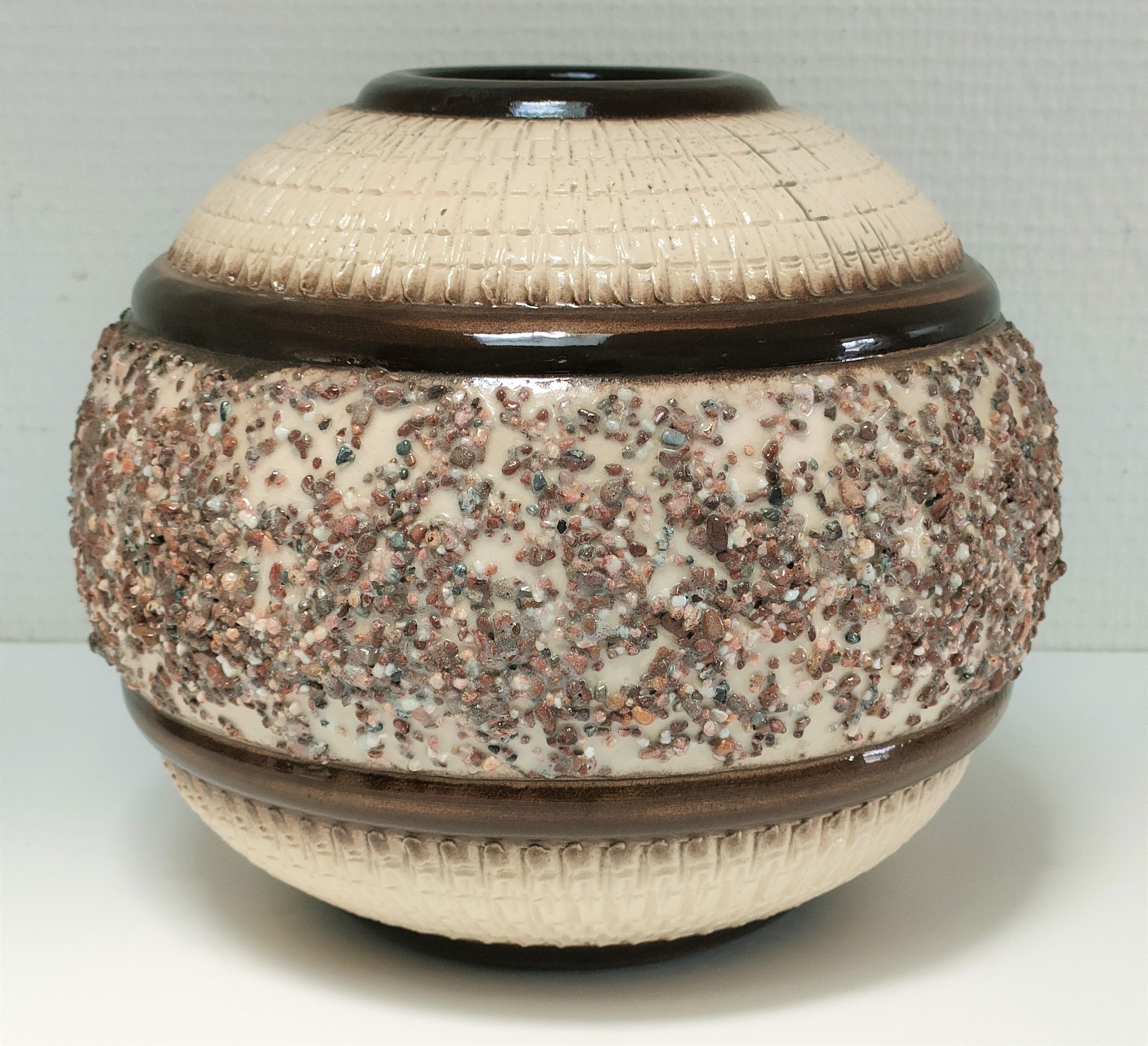Vase boule céramique Art Déco à décor minéral