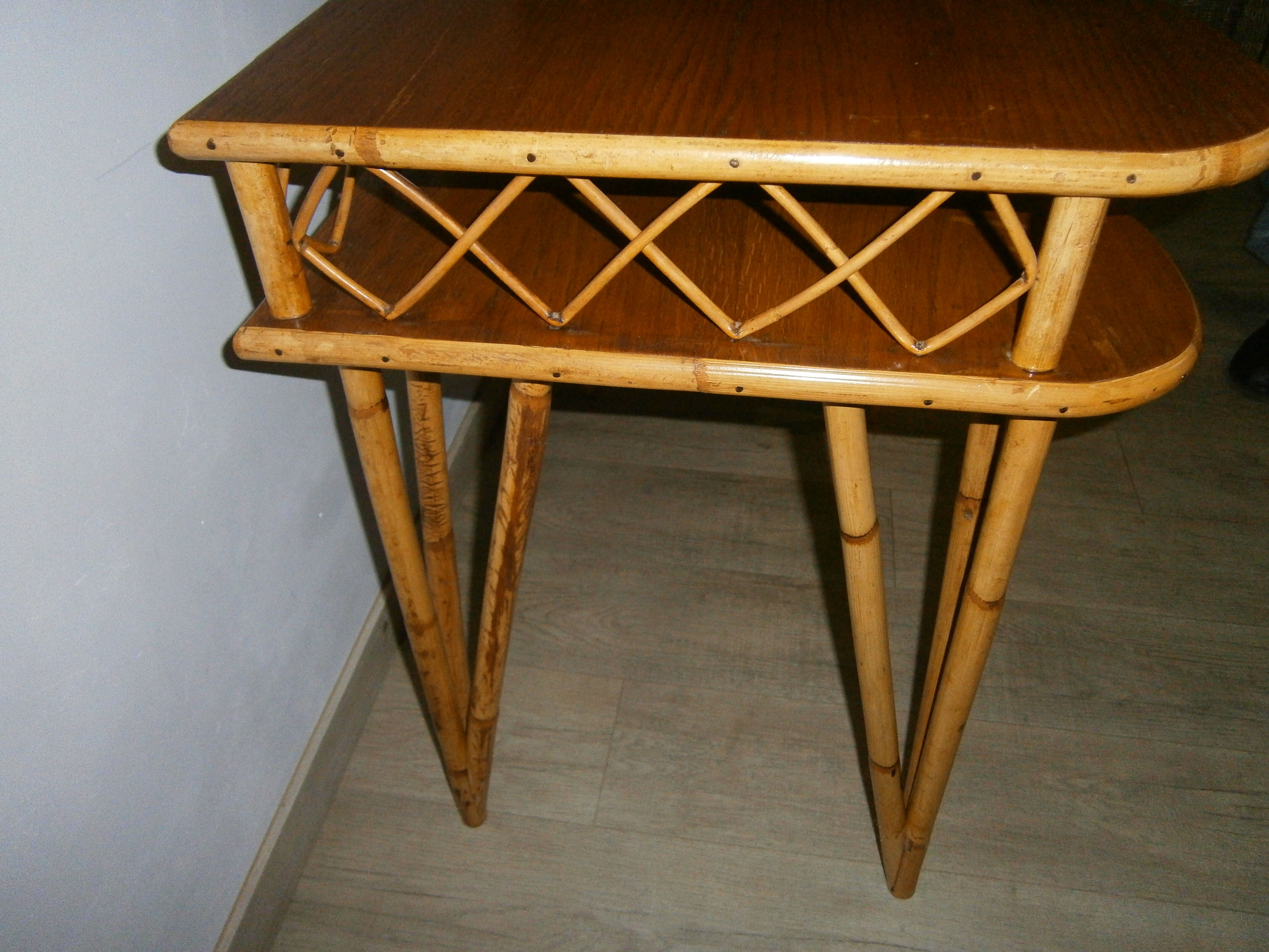 Rattan and wood desk