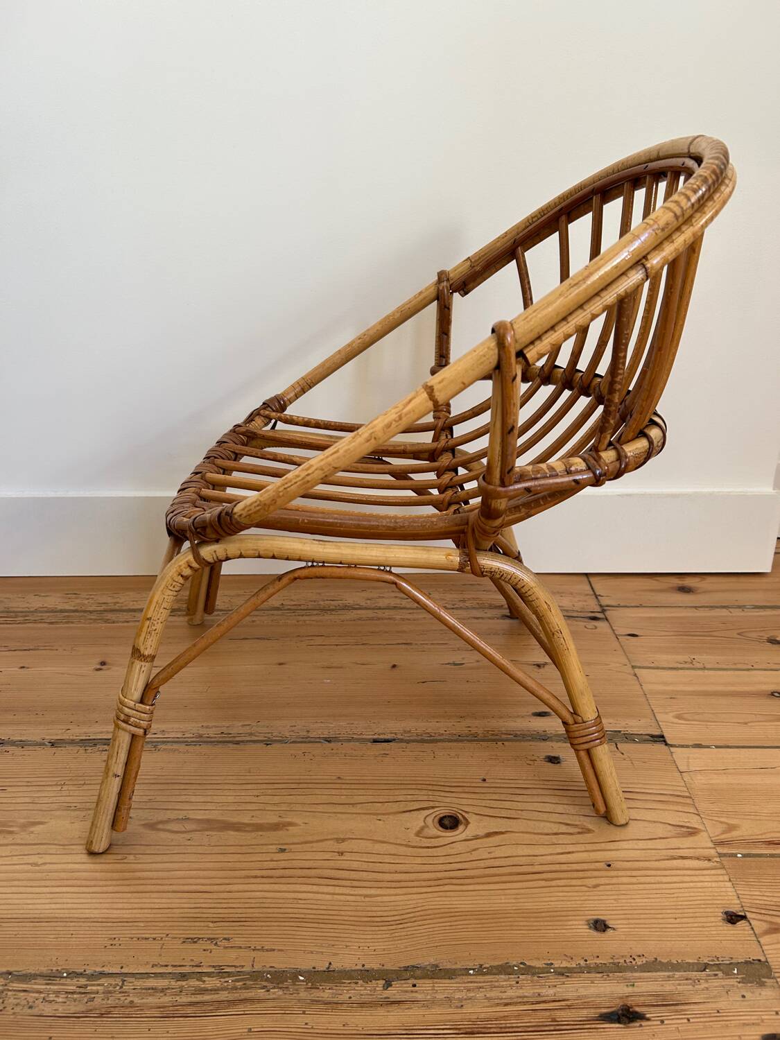 Vintage rattan armchair for children