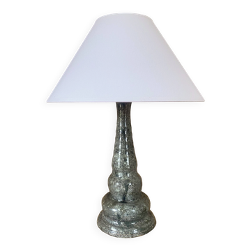 Ceramic lamp Design 90, fabric cable, cotton shade