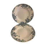 3 marie Louise blue hollow plates made of Saint Amand earthenware
