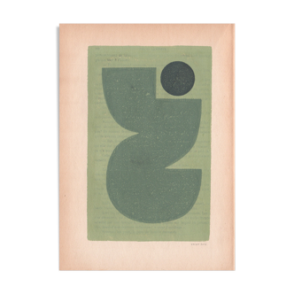 Painting on paper by Eawy monotype illustration M336