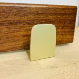 Scandinavian teak wall coat rack with 4 gold hooks, 1960s