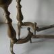 Old pair of articulated andirons in brass and metal 48 cm fireplace accessory