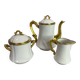 3-piece coffee service in Limoges porcelain – white and gilded