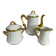 3-piece coffee service in Limoges porcelain – white and gilded