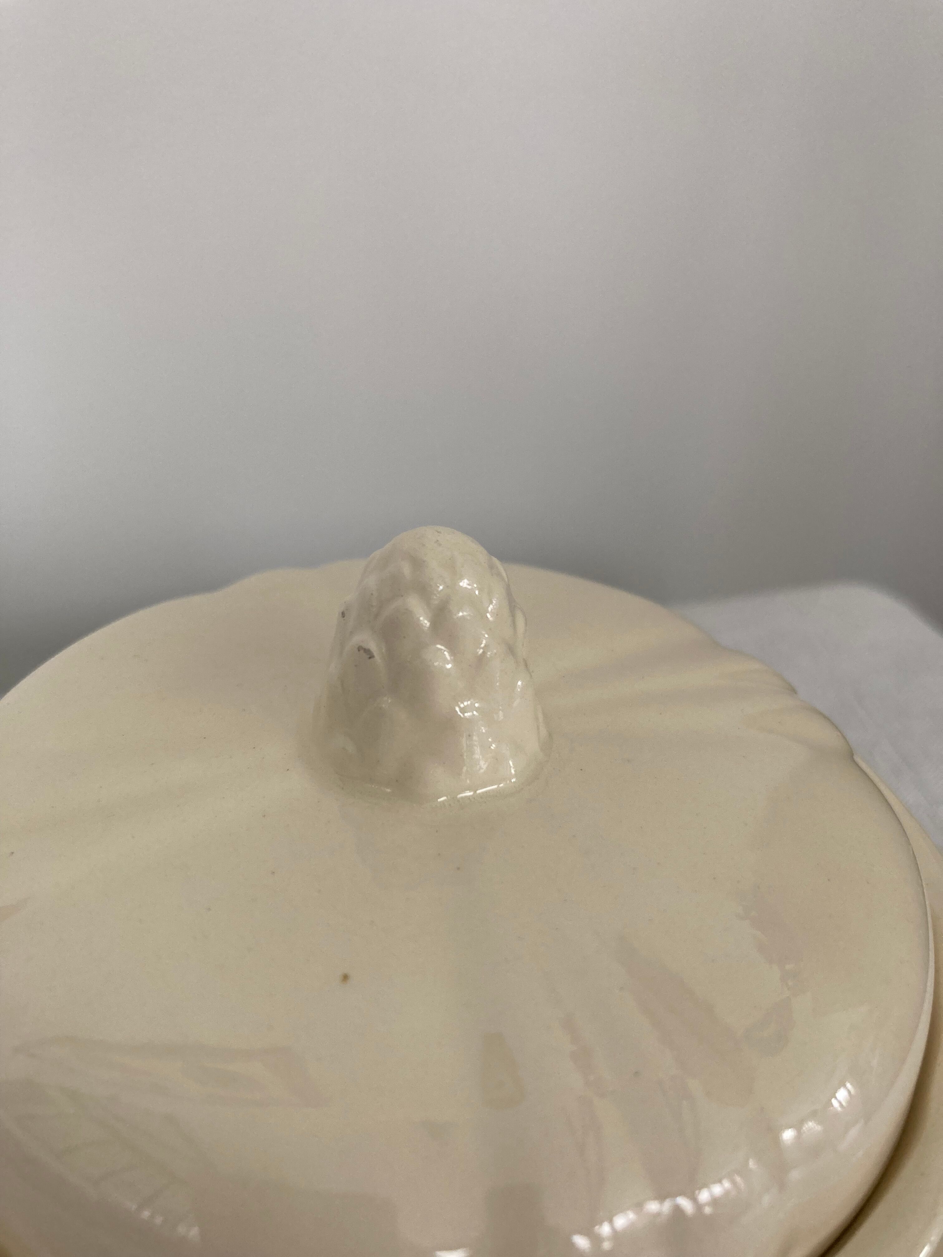 Sugar saucier sarreguemines ivory with gadroons