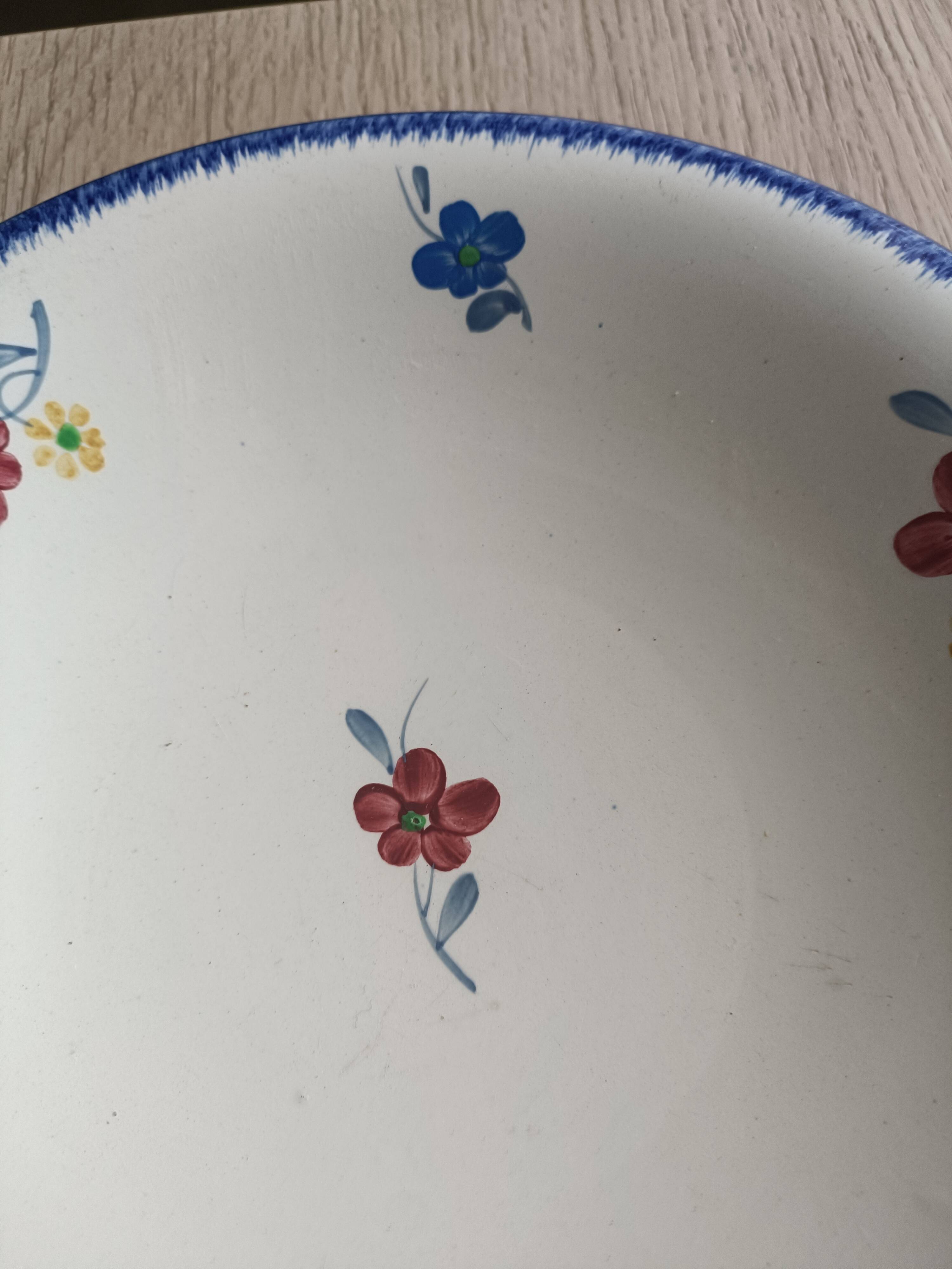 Digoin low compote dish with hand-painted decoration