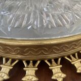 Vintage ceiling light with cut glass and gold metal.