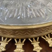Plafonnier vintage verre taillé et métal doré